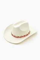 Floral Embroidered-Trim Cowboy Hat