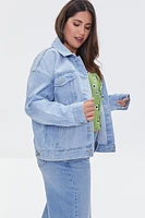 Plus Distressed Denim Jacket