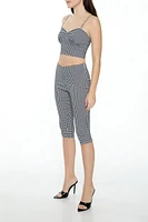 Gingham Mid-Rise Capri Pants