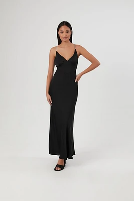 Satin V-Neck Maxi Slip Dress