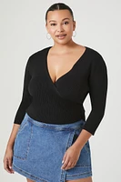 Plus Ribbed Wrap Sweater