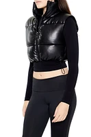 Quilted Faux Leather Cropped Vest