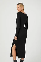 Square-Neck Slit Midi Dress