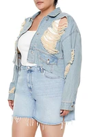 Plus Destroyed Denim Jacket