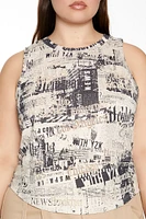 Plus Newspaper Print Tank Top