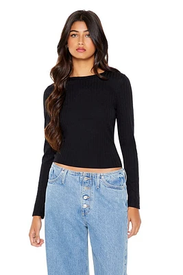 Pointelle Knit Long-Sleeve Top