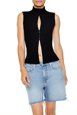 Mock Neck Split-Hem Top