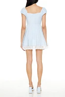 Lace-Trim Chiffon Mini Dress