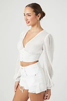 Ruched Clip Dot Crop Top
