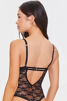 Floral Lace Mesh Lingerie Bodysuit