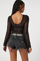 Sheer Fringe-Sleeve Bodysuit