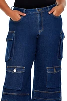 Plus High-Rise Cargo Jeans