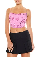 Ruffle Rose Print Cropped Cami