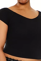 Plus Cropped Cap-Sleeve Tee