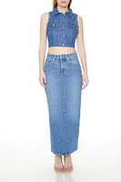 Denim Sleeveless Crop Top