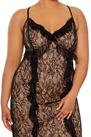 Plus Ruffle Lace Midi Dress