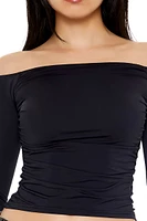 Ruched Off-the-Shoulder Crop Top