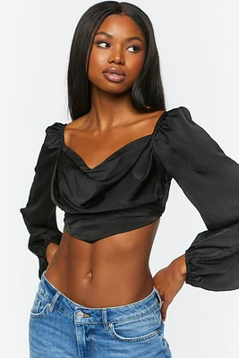 Draped Satin Crop Top