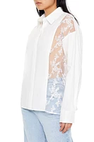 Poplin & Sheer Lace Shirt