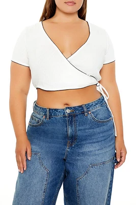 Plus Pointelle Wrap Crop Top