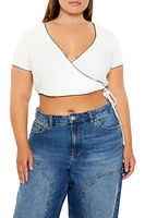 Plus Pointelle Wrap Crop Top