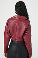 Cropped Faux Leather Moto Jacket