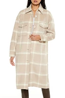 Plaid Drop-Sleeve Trench Coat