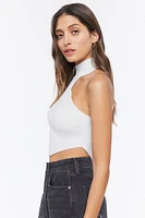 Sweater-Knit Mock Neck Crop Top