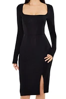 Square-Neck Bodycon Midi Dress