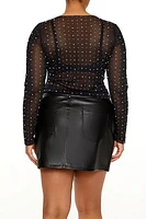 Plus Mesh Rhinestone Top