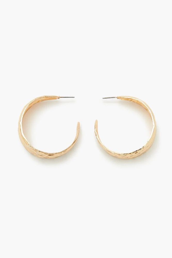 Thick Hammered Hoop Earrings