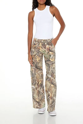 Leaf Camo Print Cargo Pants