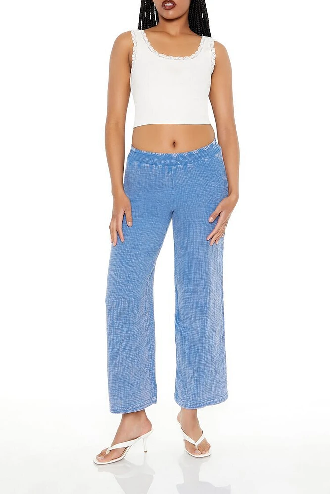 Mineral Wash Wide-Leg Pants