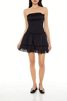 Crochet Lace-Trim Mini Dress