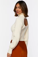 Ribbed Turtleneck Cutout Sweater