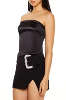 Satin Foldover Tube Crop Top