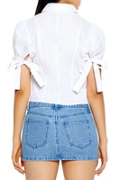 Puff-Sleeve Bow Shirt