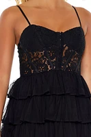 Tiered Lace Bustier Mini Dress