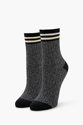 Marled Varsity-Striped Crew Socks