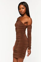 Ruched One-Shoulder Mini Dress