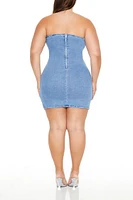 Plus Denim Tube Mini Dress