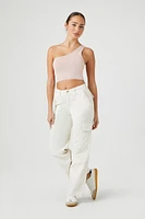 Sweater-Knit One-Shoulder Crop Top