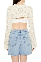 Scalloped Open-Knit Shrug Sweater