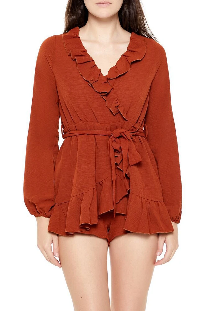 Ruffle Wrap Skort Romper