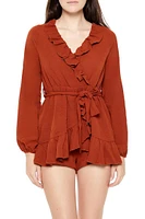 Ruffle Wrap Skort Romper