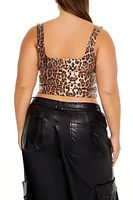 Plus Sequin Leopard Crop Top