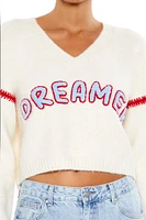 Dreamer Patch Fuzzy Knit Sweater