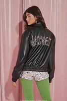 Wicked Rhinestone Faux Leather Jacket