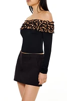 Leopard Off-the-Shoulder Crop Top