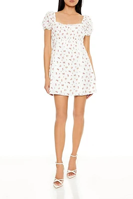 Clip Dot Rose Mini Babydoll Dress